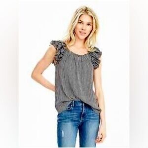🌞 BANANA REPUBLIC Ruffle-Sleeve Keyhole Top XS